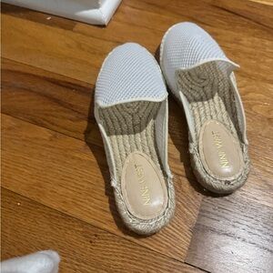 Nine West Cream Knit Espadrille Mules